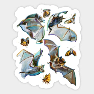 Midnight Mania Witchy Flying Bats Pattern by Robert Phelps Sticker